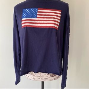 Navy USA flag long sleeve Tshirt XL
